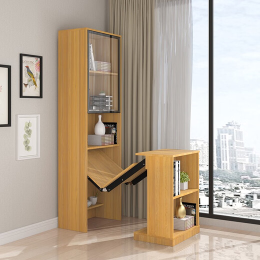 UFSAGCG Corner Desk Bookshelf Integrated Simple Modern Student Desk Home Desk Writing Desk Bookcase de reserva Single Gabinete + Tabla de plegamiento superior Longitud blanca en relieve 1396*35
