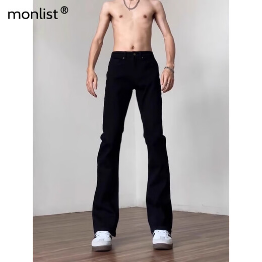 MON-LIST джинсы мужские осенне-зимние облегающие прямые брюки с ятаганом в стиле high street MLK02 черные L