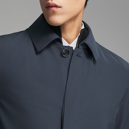 Youngor windbreaker men's high-quality polyester fiber down windbreaker business lapel classic inner zipper 2025 new arrival gray blue VYYF419865HFA L 175/96A (recommended 130-150Jin Jin equals 0.5kg)