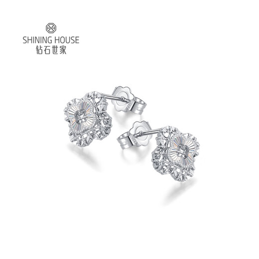 Diamond Family PT950 platinum earrings, four-leaf clover platinum earrings, platinum earrings, sparkling good luck holiday gift for girlfriend, single, about 1.33g