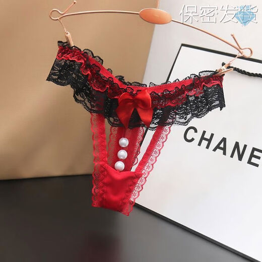 Low-waisted briefs for women, thong for students, small underwear for girls with pearls, lace, large size, young women's sex, thong for students