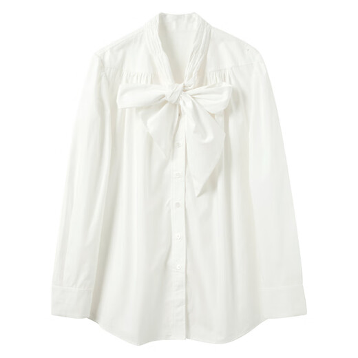 Tricolor 100 Cotton 2025 Winter New Loose Shirt Long Sleeve Float Collar Top Women Original White M 160/84A