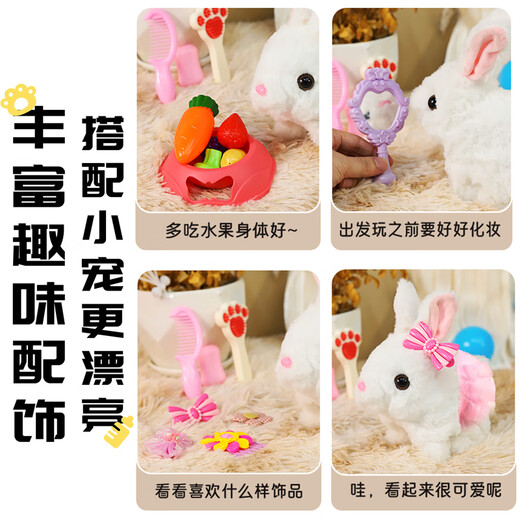 Huangen Electric Plush Bunny Doll peut bouger et appeler un chariot pour animaux de compagnie pour jouer à la maison des jouets pour enfants Girls d'anniversaire Gift