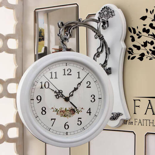 CLCEY24 double-sided wall clock living room fashion European creative clock two-sided quartz clock modern simple and fashionable 9889 wood color other