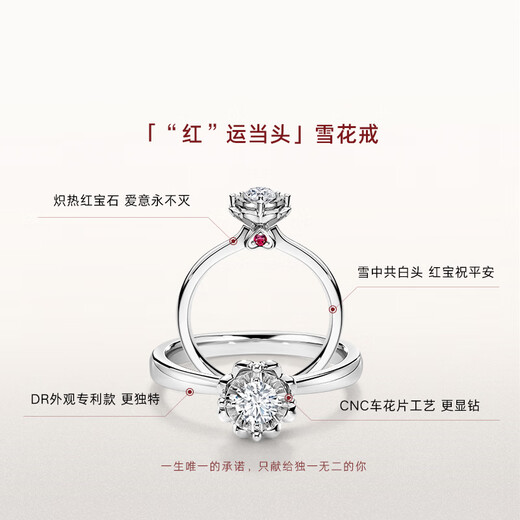DR【浪漫捧花设计】现货雪心印记求婚钻戒K金/铂金戒指 BELIEVE经典 TOP*【少量现货】7分H色SI1*铂金 具体手寸 详询客服