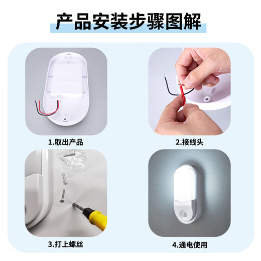 Jinggong Radar Sensing LED Tri-Proof Wall Lamp Ultra-Thin Energy-Saving High-Bright Stairway Corridor Corridor Lamp Smart Lamp 15W White Light