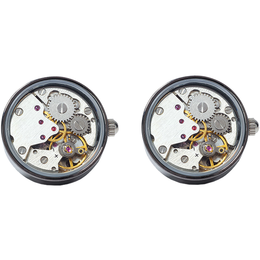 NOSSKISS international luxury brand rotatable mechanical gear cufflinks men's high-end movement cuff nails customized light luxury gift silver round movement cufflinks