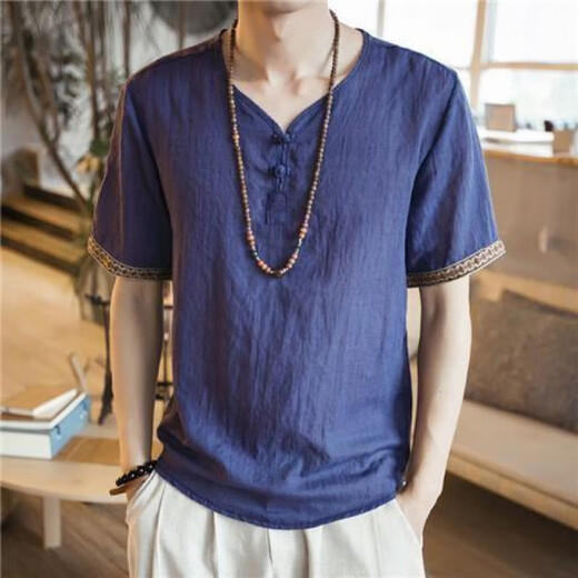 Camiseta bordada de estilo chino Zoscheter Hebra bordada para hombres Lino de algodón retro de algodón retro de algodón retro de algodón de algodón retro 686 de algodón de algodón de algodón retro 686 de algodón de algodón de algodón de algodón retro 686.