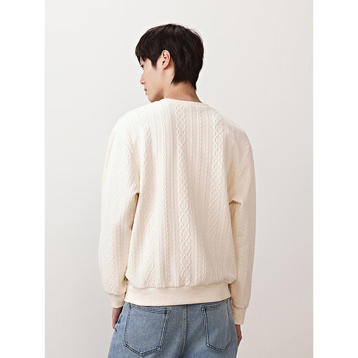 GXG men's round neck sweatshirt two-color cable jacquard long-sleeved top with off-white 175/L