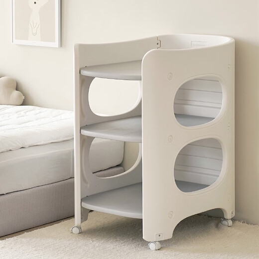 Baby Windel Tabelle Multifunktional funktionierbarer beweglicher Babypflege Tabelle Lagerungsregal Neugeborene Windelwechsel Bad Krippe Multifunktional Windel Tabelle-Milch weiße Asche beweglich + stark