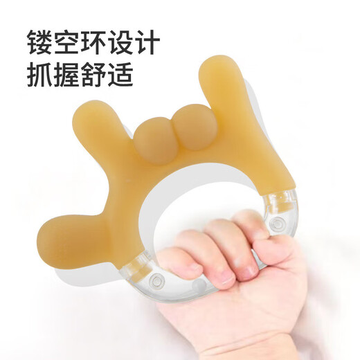 Baby teether, molar stick, baby toy, baby teether, boilable food-grade silicone anti-eating tool, OK gesture gesture-baby rattle teether + silicone anti-chain