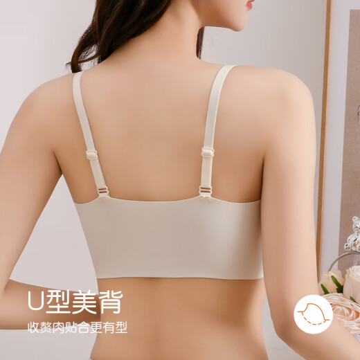莫代尔美背内衣2025新款夏季薄款文胸一体式蕾丝性感聚拢无钢圈胸罩 浅紫 【美背聚拢上托】 75B