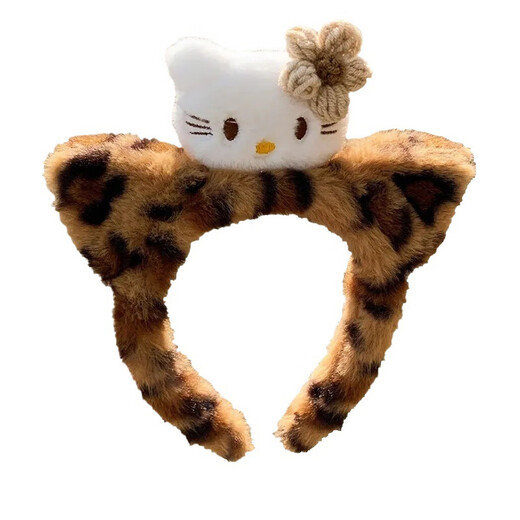 Songchuang Mengyu Autumn and winter cute KT cat headband hair accessories milk coffee color fashionable cat ear hairband sweet cartoon coffee color flower Kitty cat headband-head style