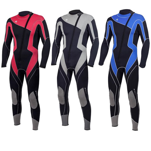 HiSEA men's and women's one-piece wetsuit warm swimsuit swimming surfing wet suit black blue front zipper L151 L