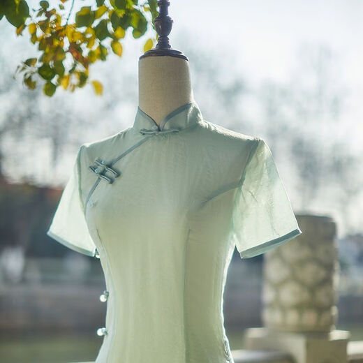 VJWK夏季绿色改良新旗袍改良旗袍2025年新款夏季年轻款气质高端少女连 9276 M