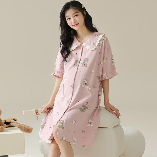 今勺孕妇待产裙月子睡衣女夏季2025年新款带胸垫可外穿冰丝两侧哺乳士 AM【11981】 M