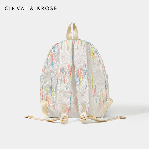 CinvaiKrose official small c/k high-quality plush lamb backpack for women 2025 new lightweight student backpack rainbow white