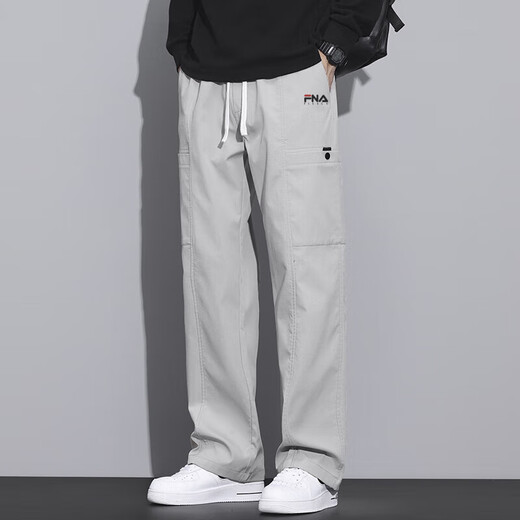 Fila Feijia 2025 Frühlings- und Sommer-neue Herren-Casualhosen Arbeiten Hose gerade lose Hose mit breiten Beinen 4x Fila Z9856 Schwarz Fn 2xl