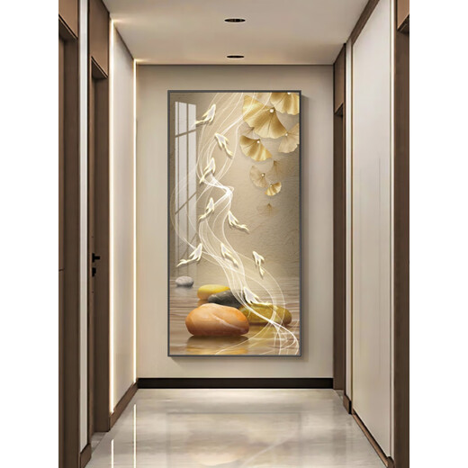
KAOOSEEN entrance decoration painting facing the door 2024 sense vertical version entrance decoration painting modern light luxury meaning good corridor passing (Jiuyu Happiness) 135751 60*120 Local rich gold frame crystal porcelain painting (crystal porcelain craft + handmade diamond inlay
