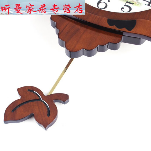 CLCEY创意时尚儿童房卡通客厅挂钟现代简约静音挂表时钟猫头鹰石英钟表 9215 d款原木霸王机芯 14英寸直径35.5厘米