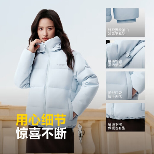 波司登（BOSIDENG）25年新款羽绒服90绒女短款连帽保暖防风宽松厚外套B250245112XS 净水蓝|5981-欧若风 S 160/84A 100斤-110斤