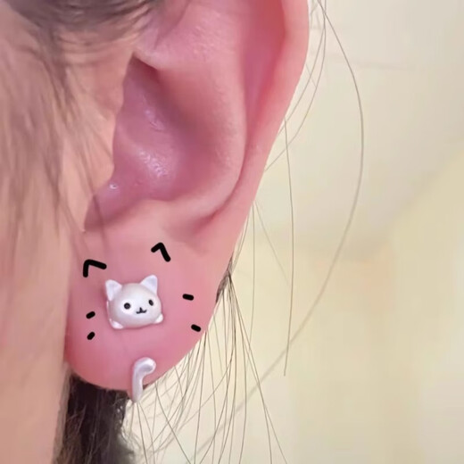 Cute kitten earrings for women niche design high-end light luxury earrings 2025 new popular earrings cute cat tail earrings 1 pair