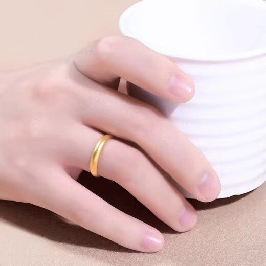 Dewey Van pure gold-covered silver 999 ancient method 24k ring frosted pure gold-covered silver gold ring classic live couple ring ancient method men's ring 2 grams (gold layer thickened)