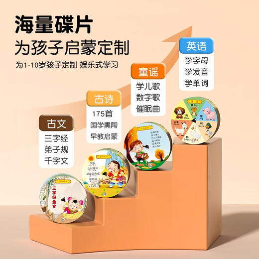 三栖虎儿童留声机早教机学习卡片唱片故事机音乐播放器启蒙智能玩具 升级款96中文卡片+96英文卡片10