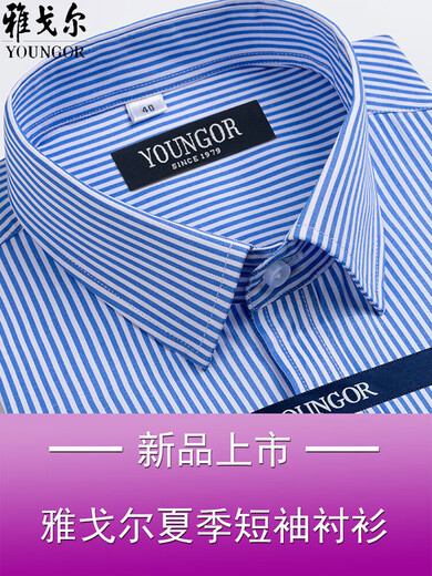 Maire Yager Mente à manches courtes pour hommes Business Summer Business Casual Professional Wear Coton Pas de fer à grande taille d'âge moyen de grande taille à manches courtes DX6623 38