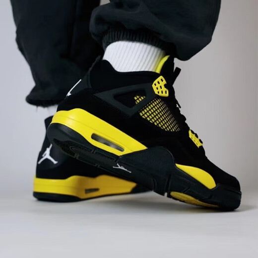 Nike (Nike) Herrenschuhe Frauenschuhe Air Jordan 4 AJ4 Thunderbolt Schwarz und gelbe Sportschuhe trendy lässige Basketballschuhe Herren FB9927/FB9928-200 Military Green 36 Gs