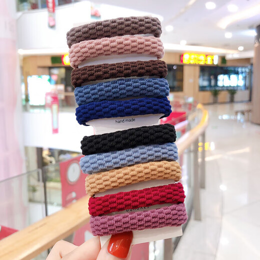 Princess Xiang High Elasticity Durable Seamless Towel Ring Rubber Band Headband Korean Style Hair Rope Women's Simple Hair Wrap Hair Accessory Twist Style Mixed Color 10 Pack