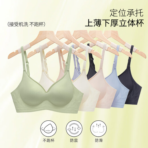 
Odifen women's underwear for women in summer, traceless breathable and steel ringless bra soft support, secondary breasts, anti-sagging and gathering bra, white + skin L (100-120Jin[Jin equals 0.5 kg])