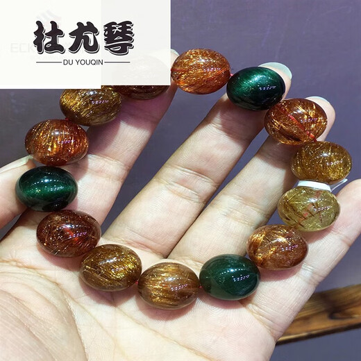 Du Youqin Colorful Hair Crystal Bracelet Fulu Shou Crystal Bracelet Blonde Crystal Red Green Cat Eye 520 Valentine's Day Birthday Gift Light Green H3271 105mm
