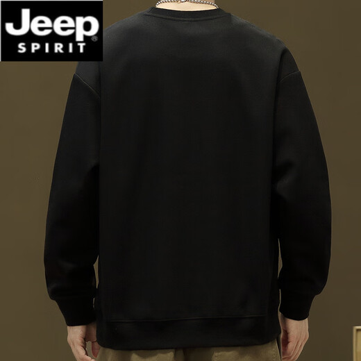 Jeep Spirit Heavy Round Neck Cotte T Cotton T Men's Spring y Autumn 2025 Nueva marca de moda Camiseta de manga larga Simple Simple Hat sin sombrero 6627 Negro M 90-110Jin [Jin equivale a 0.5 kg] se puede usar