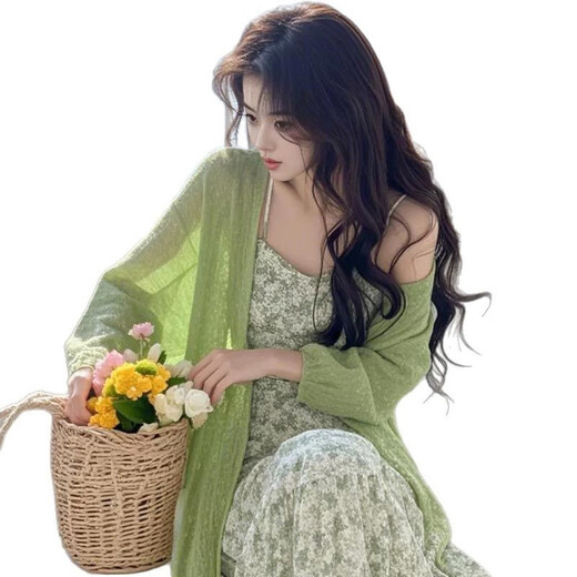 Ynwwgw Koreanische Frühlingsoutfit Ein komplettes Set 2025 Strick-Strickjacke Floral Dress Mode zweiteiler Anzug für Frauenjacke 3882W# M [Vorschlagen 100jin [Jin gleich 0,5 kg] unten]
