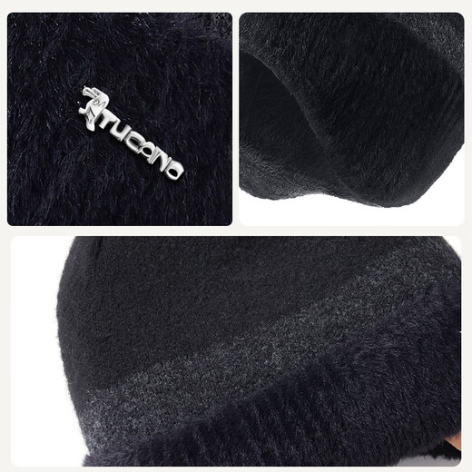 Woodpecker hat men's winter woolen hat plus velvet to keep warm and versatile cold hat loose big head circumference show face small woolen knitted hat