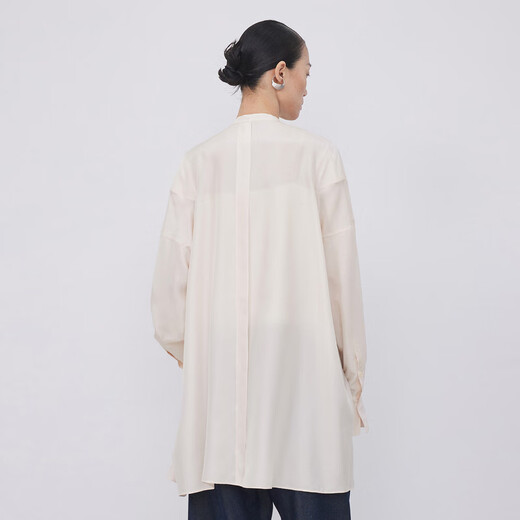 LESS【精工系列】春秋设计感衬衫女桑蚕丝长款衬衣外套2N7210920 687/淡粉 L