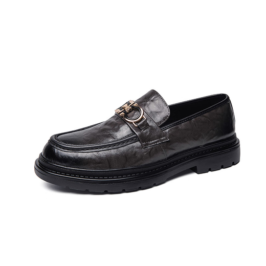 
Genuine leather men's loafers lazy trend summer men's shoes British casual leather shoes Korean version of bean shoes men 3518 black T.S.L genuine leather model 38