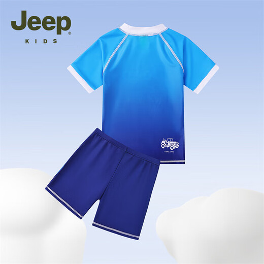 Jeep Jeep 2025 new children's clothing children's swimsuit summer boys' sun protection split suit medium and large children's swimsuit dark blue 150 cm recommended height 145-155