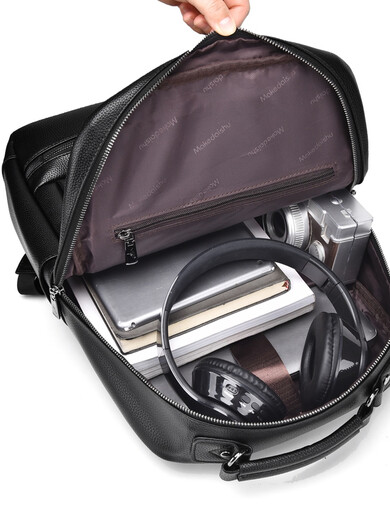Casa-kupsck Neues echtes Leder-Rucksack-Rucksack-Computertasche Schoolbag große Kapazität Reisetasche Business Fashion Rucksack Black 1 (zweite Schicht Cowhide)