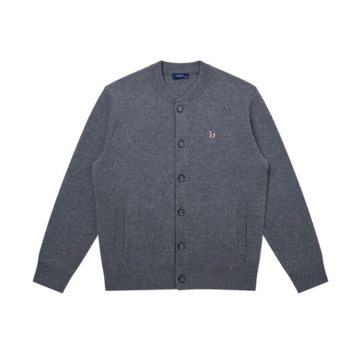 HAZZYS Men's Autumn and Winter Sweater Jacket Cotton/Wool Blended Knitted Cardigan for Men ABYZD0CCX22 Gray GE 2XL (185/104A 52)