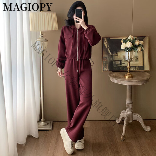MAGIOPY国际奢侈高档品牌小个子穿搭休闲运动套装女2025春季洋气红色短款 红色两件套 S(100斤以内)