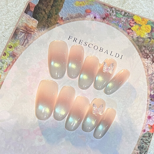 
Summer Gradient Ins Glass Bead Cat Eye Hand Wearing Armor High-level Three-dimensional Butterfly Gentle Whitening Manicure Patch Summer Butterfly (Short Oval about 17mm) 1 piece S (regular hand/hand is not big or small/first try)