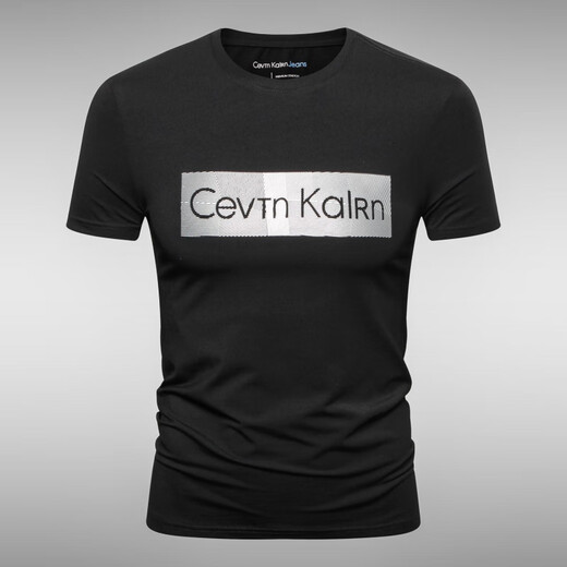 Calvin Klein Jeans/CK Summer Slim Slim с коротким рукавом мужской футболки с круглой шеей. Основная повседневная половина наполовину топ-джинсы Calvin Klein833 White S (90-105Jin [jin равно 0,5 кг])