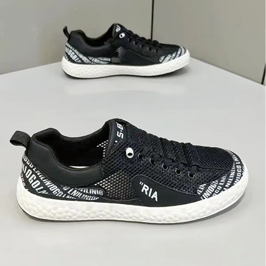 Para chaussures pour hommes Chaussures masculines pour hommes Chaussures masculines Summer 2025 Nouvelle maille respirante Chaussures plates à haut bas d'un pied J702 White 39