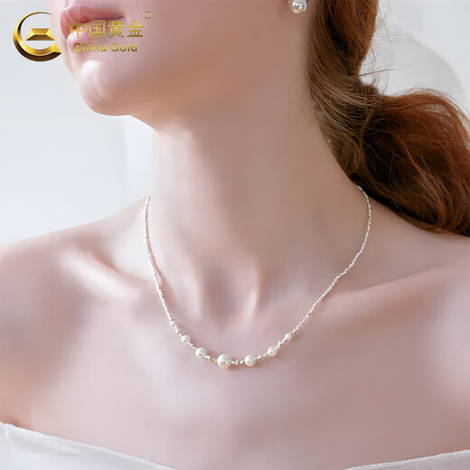 CHINA GOLD 925 silver broken silver pearl necklace light luxury niche sterling silver lock Valentine's Day birthday gift for girlfriend and wife when/next day delivery* broken silver pearl necklace-s925 brand gift box