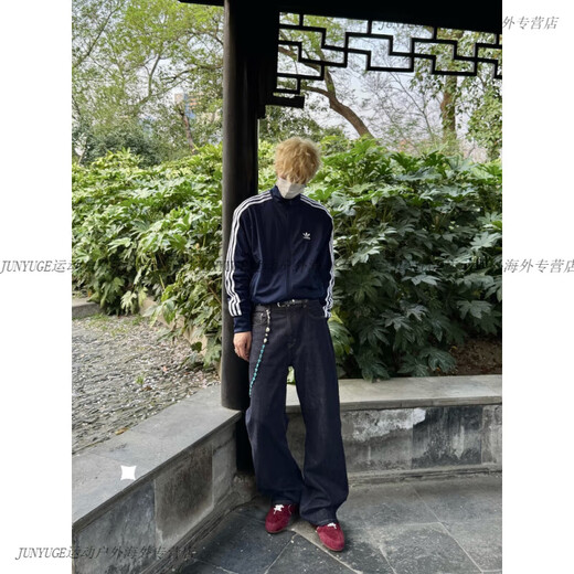 Adidas Adidas Clover 2025 summer classic hidden blue striped stand collar jacket IR9893 IR9893 Navy blue_guaranteed authentic L