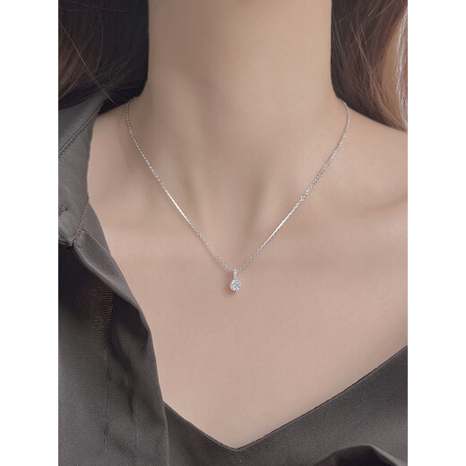 Centenary-old Fenxiang S999 Pure Silver Single Diamond Necklace Women's Light Luxury Niche Design Necklace 2025 New Style Simple Single Diamond Necklace S999 Pure Silver