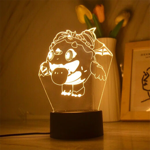 奇纯新款蛋仔派对周边氛围灯贝克造型床头七彩小夜灯送孩子生日礼物 3899-17蛋糕龙嗝嗝 单色暖白光无开关USB插口