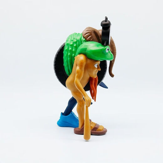 Tongbeijia Foreign Mountain and Sea Civilization Figure Fusion Version Wood Stick Man Golden Shark Frog Elephant Sewing Monster Abstract Toy AI Ornament C Foreign Mountain and Sea Civilization Fusion Version 16cm